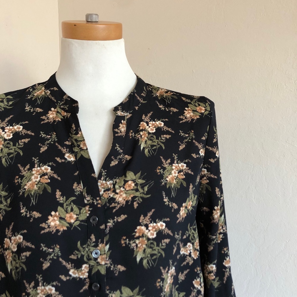 Sheer long sleeve button up top